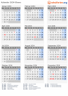Kalender 2034 mit Ferien und Feiertagen Ghana
