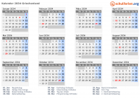Kalender 2034 mit Ferien und Feiertagen Griechenland