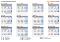 Kalender 2034 mit Ferien und Feiertagen Niederlande