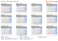 Kalender 2034 mit Ferien und Feiertagen Kongo, Dem. Rep.