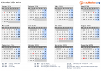 Kalender 2034 mit Ferien und Feiertagen Kuba