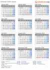 Kalender 2034 mit Ferien und Feiertagen Litauen