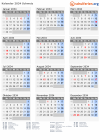 Kalender 2034 mit Ferien und Feiertagen Schweiz