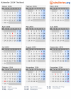 Kalender 2034 mit Ferien und Feiertagen Thailand