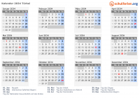 Kalender 2034 mit Ferien und Feiertagen Türkei