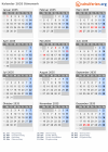 Kalender 2035 mit Ferien und Feiertagen Dänemark