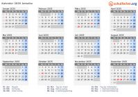 Kalender 2035 mit Ferien und Feiertagen Jamaika