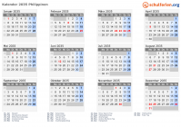 Kalender 2035 mit Ferien und Feiertagen Philippinen