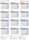 Kalender 2035 mit Ferien und Feiertagen Slowakei