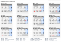 Kalender 2035 mit Ferien und Feiertagen Südafrika