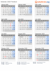 Kalender 2035 mit Ferien und Feiertagen Thailand