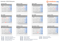 Kalender 2036 mit Ferien und Feiertagen Äthiopien