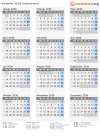 Kalender 2036 mit Ferien und Feiertagen Deutschland