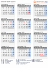 Kalender 2036 mit Ferien und Feiertagen Guyana