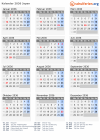Kalender 2036 mit Ferien und Feiertagen Japan