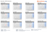 Kalender 2036 mit Ferien und Feiertagen Komoren
