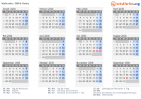 Kalender 2036 mit Ferien und Feiertagen Kuba