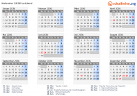 Kalender 2036 mit Ferien und Feiertagen Lettland