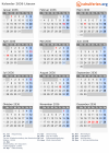 Kalender 2036 mit Ferien und Feiertagen Litauen