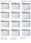 Kalender 2036 mit Ferien und Feiertagen Luxemburg