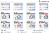 Kalender 2036 mit Ferien und Feiertagen Nordmazedonien