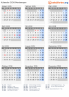 Kalender 2036 mit Ferien und Feiertagen Montenegro