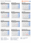 Kalender 2036 mit Ferien und Feiertagen Rumänien
