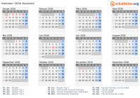 Kalender 2036 mit Ferien und Feiertagen Russland