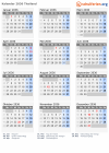 Kalender 2036 mit Ferien und Feiertagen Thailand