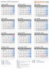 Kalender 2036 mit Ferien und Feiertagen Tschechien