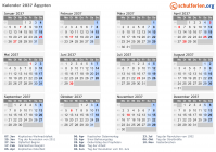 Kalender 2037 mit Ferien und Feiertagen Ägypten