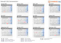 Kalender 2037 mit Ferien und Feiertagen Aserbaidschan