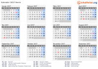 Kalender 2037 mit Ferien und Feiertagen Benin