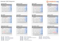 Kalender 2037 mit Ferien und Feiertagen Bulgarien