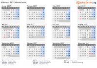 Kalender 2037 mit Ferien und Feiertagen Niederlande