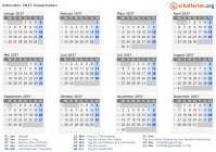 Kalender 2037 mit Ferien und Feiertagen Kasachstan