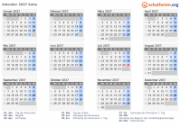 Kalender 2037 mit Ferien und Feiertagen Kuba