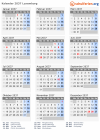 Kalender 2037 mit Ferien und Feiertagen Luxemburg
