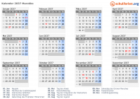 Kalender 2037 mit Ferien und Feiertagen Marokko