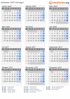 Kalender 2037 mit Ferien und Feiertagen Portugal