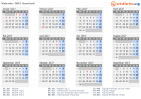 Kalender 2037 mit Ferien und Feiertagen Russland