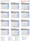 Kalender 2037 mit Ferien und Feiertagen Spanien