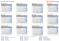Kalender 2037 mit Ferien und Feiertagen Tansania