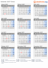 Kalender 2037 mit Ferien und Feiertagen Türkei