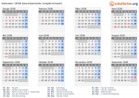 Kalender 2038 mit Ferien und Feiertagen Amerikanische Jungferninseln