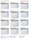 Kalender 2038 mit Ferien und Feiertagen Benin