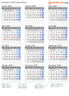 Kalender 2038 mit Ferien und Feiertagen Deutschland