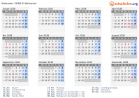 Kalender 2038 mit Ferien und Feiertagen El Salvador