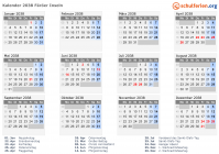 Kalender 2038 mit Ferien und Feiertagen Färöer Inseln