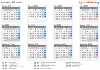 Kalender 2038 mit Ferien und Feiertagen Italien